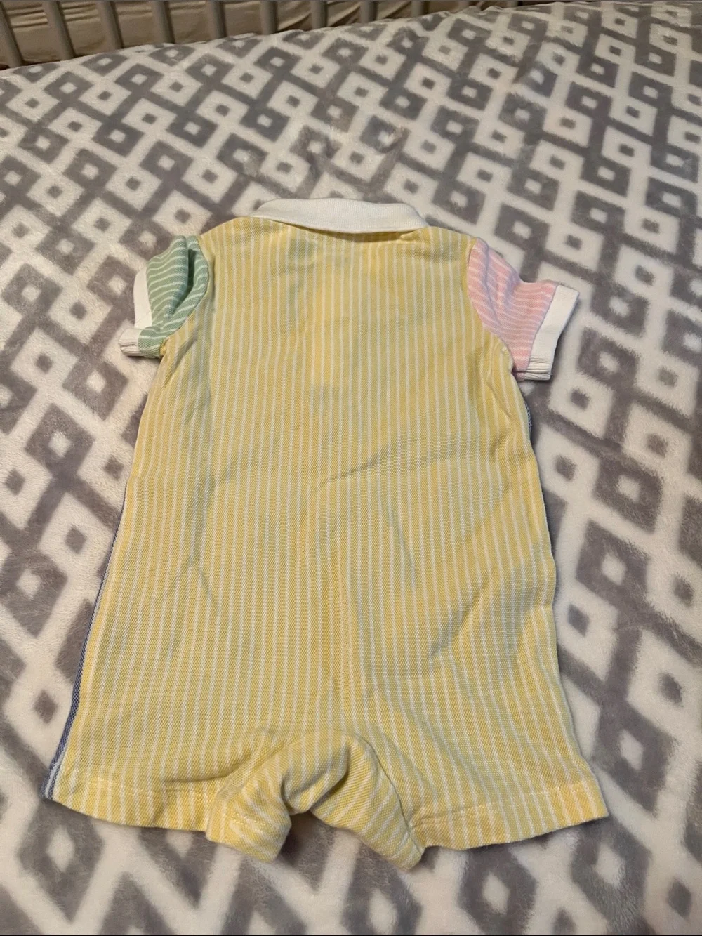 Ralph Lauren Blue Stripe Baby Polo Romper - Brand New